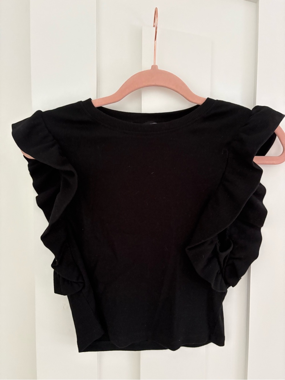 Zara Black Ruffle Sleeve Tee